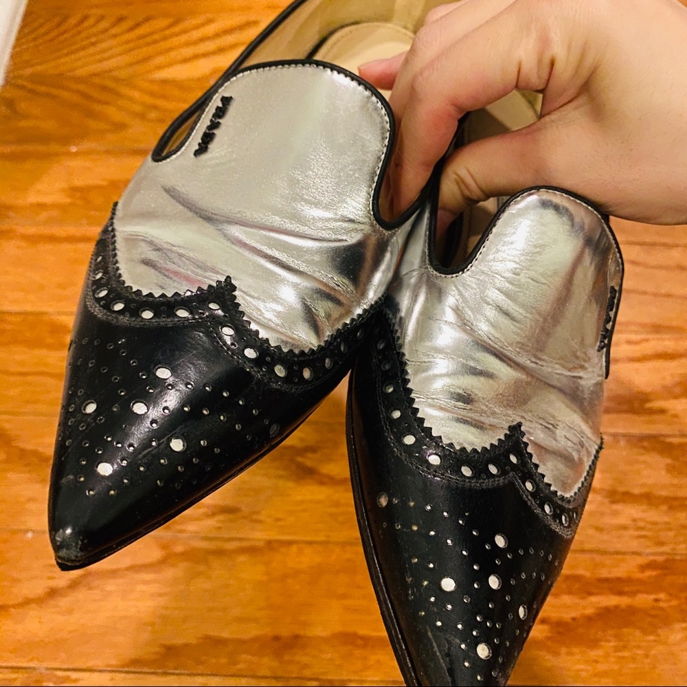 Prada metallic pointed toe brogue loafer - Picture 10 of 15